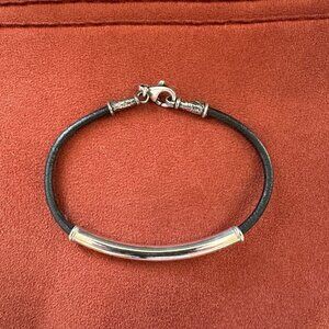 Gift for him Silpada - Men's Polished Sterling & Dark Brn Leather Bracelet